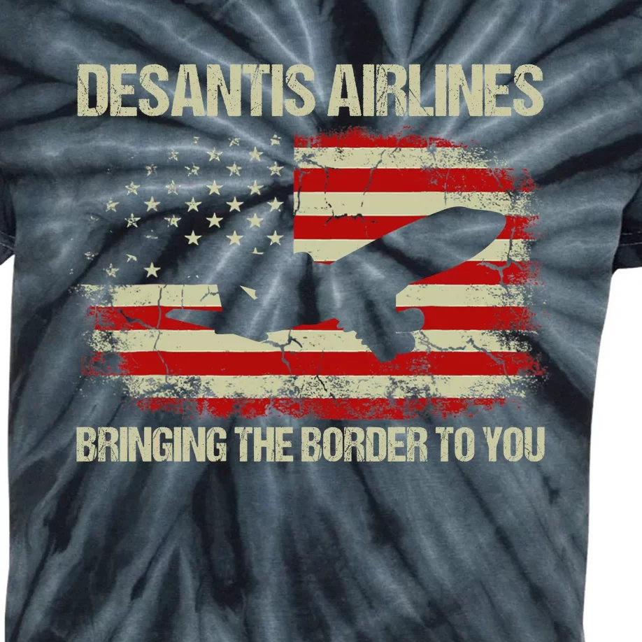 DeSantis Airlines Bringing The Border To You Funny DeSantis Kids Tie-Dye T-Shirt