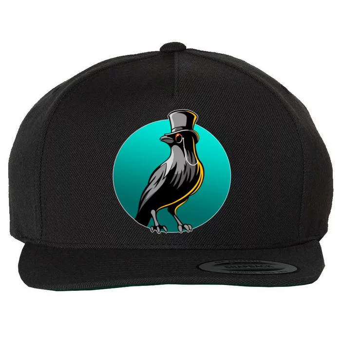 Dabber Raven Top Hat Wool Snapback Cap