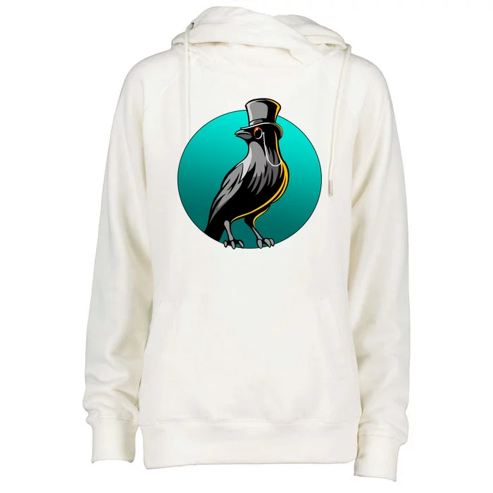 Dabber Raven Top Hat Womens Funnel Neck Pullover Hood