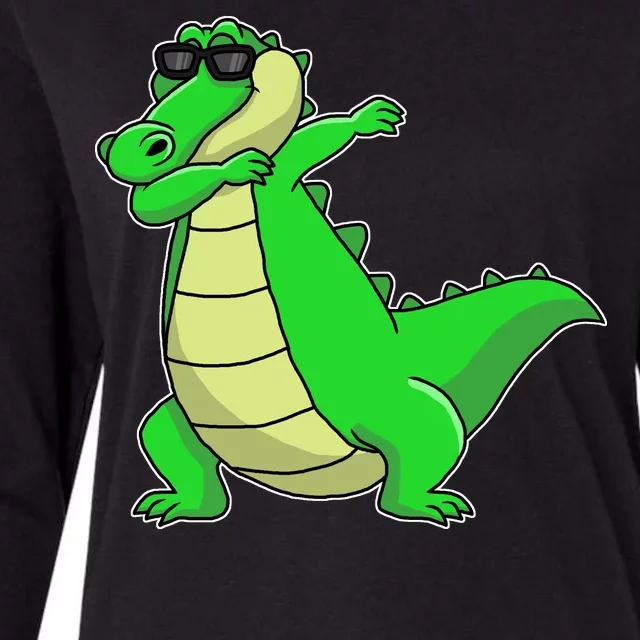 Dabbing Alligator Womens Cotton Relaxed Long Sleeve T-Shirt