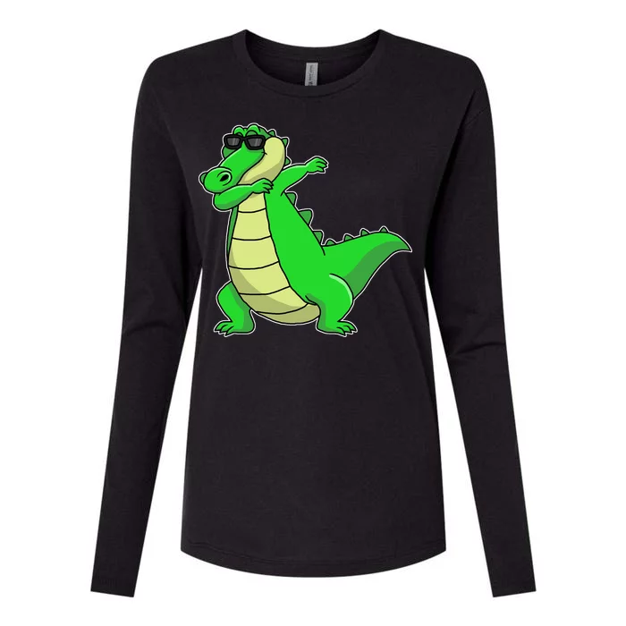 Dabbing Alligator Womens Cotton Relaxed Long Sleeve T-Shirt