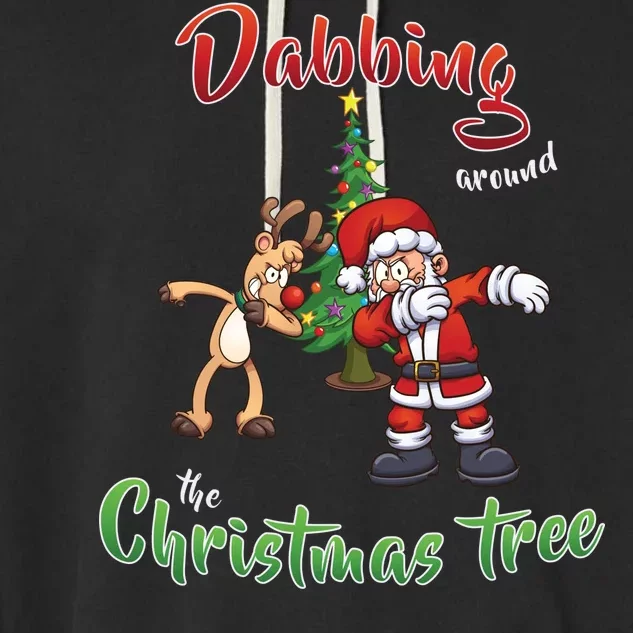 Dabbing Around The Christmas Tree Garment-Dyed Fleece Hoodie