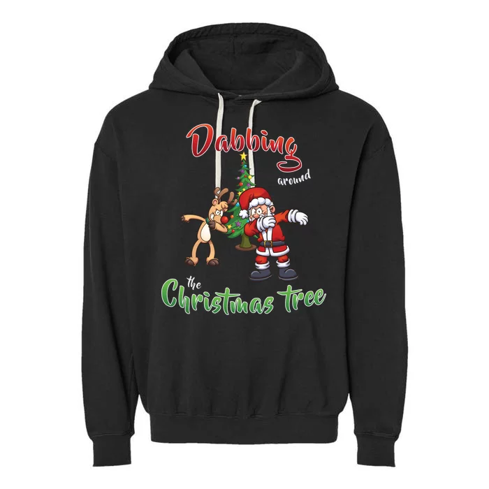 Dabbing Around The Christmas Tree Garment-Dyed Fleece Hoodie