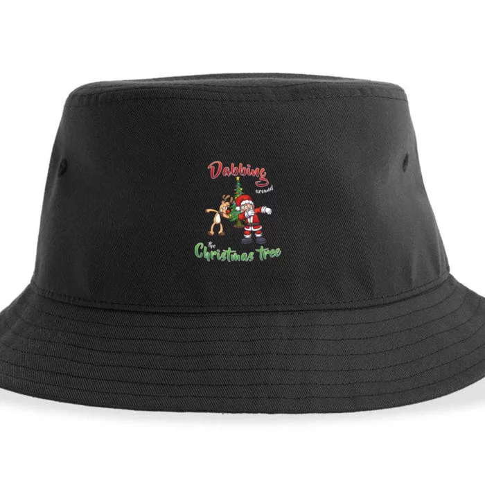 Dabbing Around The Christmas Tree Sustainable Bucket Hat