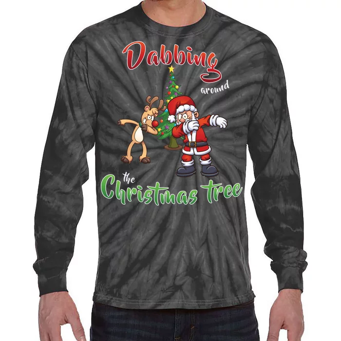 Dabbing Around The Christmas Tree Tie-Dye Long Sleeve Shirt