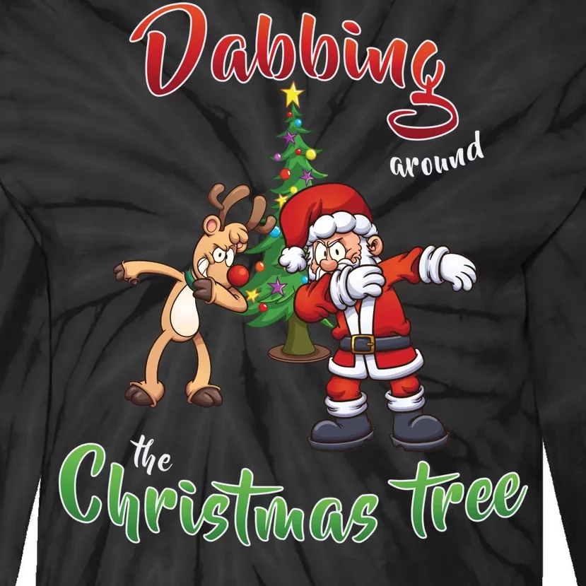 Dabbing Around The Christmas Tree Tie-Dye Long Sleeve Shirt