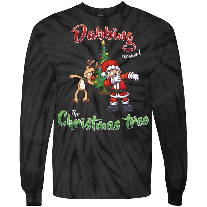 Dabbing Around The Christmas Tree Tie-Dye Long Sleeve Shirt