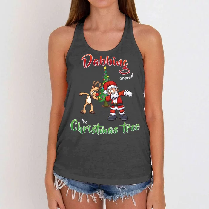 Dabbing Around The Christmas Tree Women's Knotted Racerback Tank