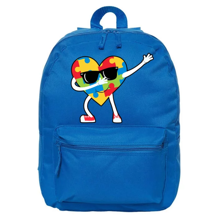 Dabbing Autism Awareness Puzzle Piece Heart 16 in Basic Backpack