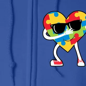 Dabbing Autism Awareness Puzzle Piece Heart Full Zip Hoodie