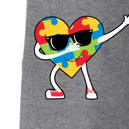 Dabbing Autism Awareness Puzzle Piece Heart Doggie 3-End Fleece Hoodie