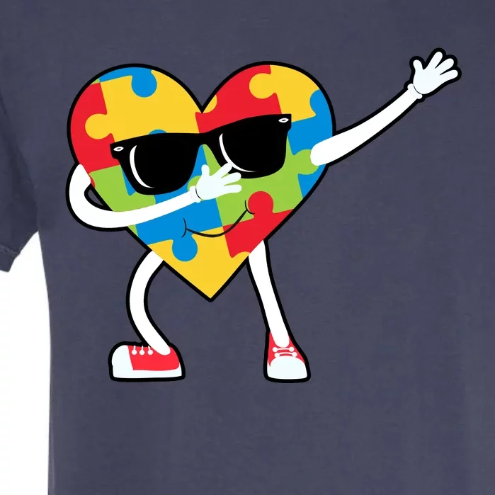 Dabbing Autism Awareness Puzzle Piece Heart Garment-Dyed Heavyweight T-Shirt