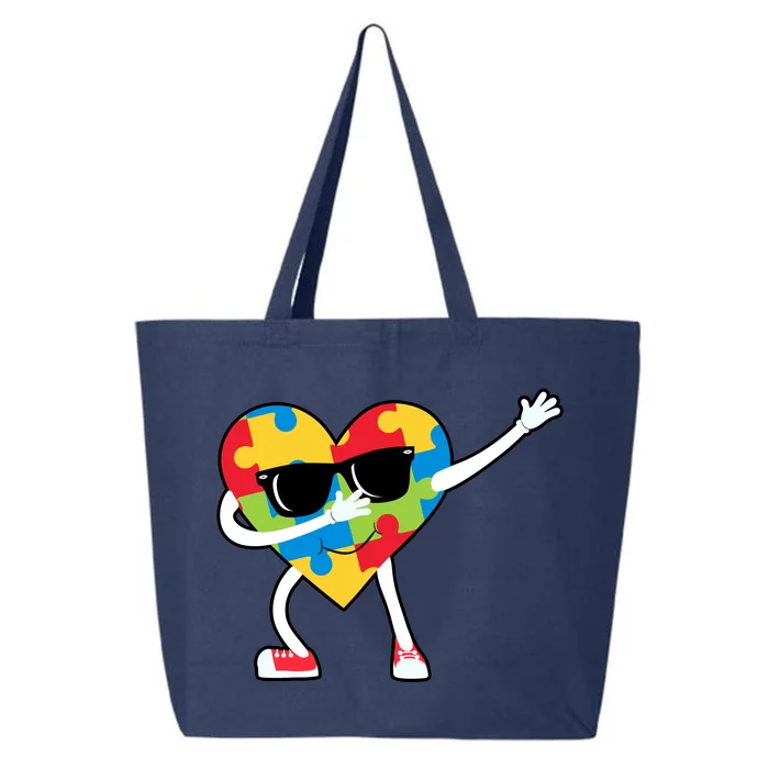 Dabbing Autism Awareness Puzzle Piece Heart 25L Jumbo Tote