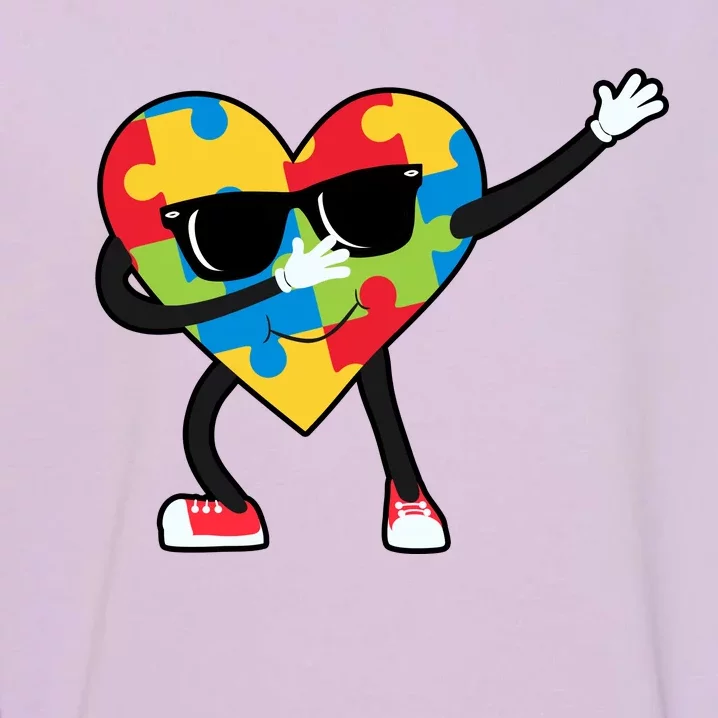 Dabbing Autism Awareness Puzzle Piece Heart Garment-Dyed Sweatshirt