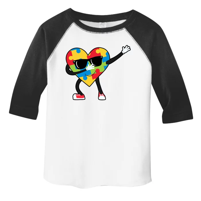 Dabbing Autism Awareness Puzzle Piece Heart Toddler Fine Jersey T-Shirt