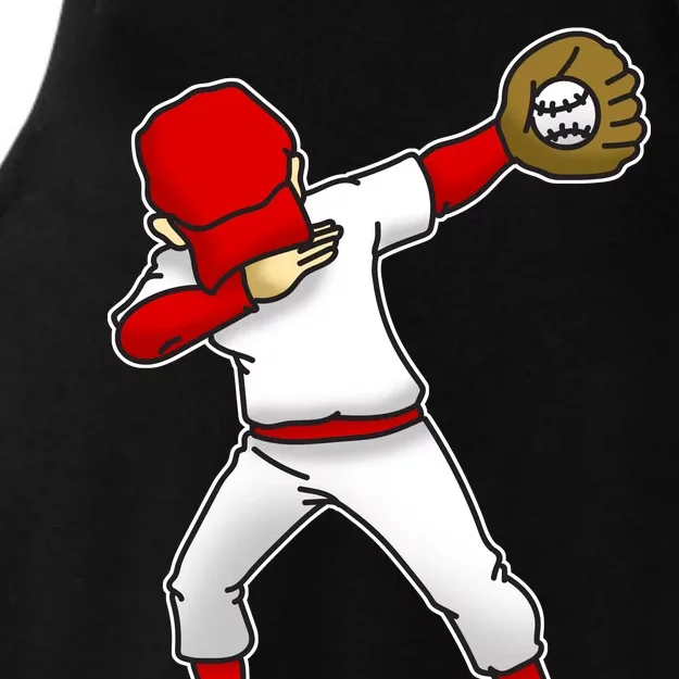 Dabbing Baseball Player Ladies Tri-Blend Wicking Tank