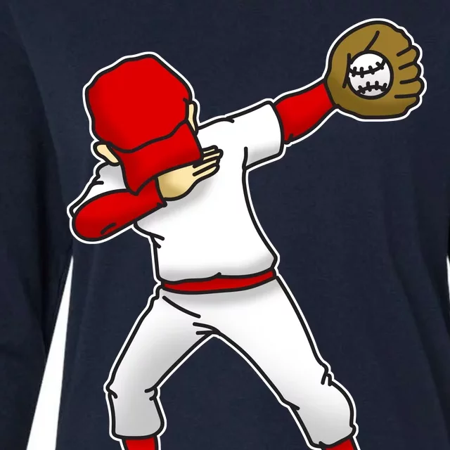 Dabbing Baseball Player Womens Cotton Relaxed Long Sleeve T-Shirt