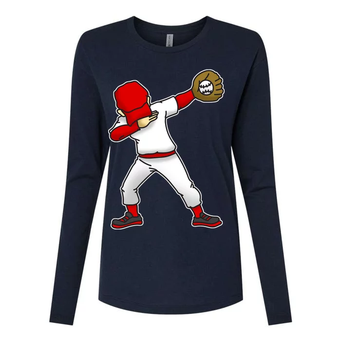 Dabbing Baseball Player Womens Cotton Relaxed Long Sleeve T-Shirt