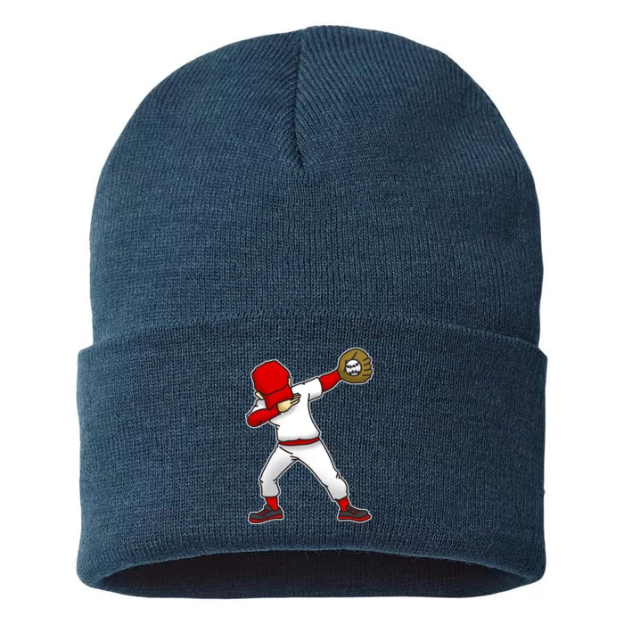 Dabbing Baseball Player Sustainable Knit Beanie