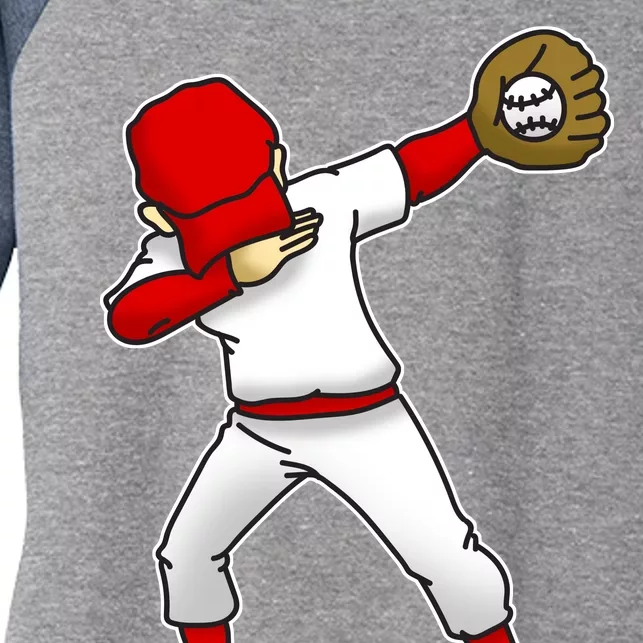 Dabbing Baseball Player Women's Tri-Blend 3/4-Sleeve Raglan Shirt