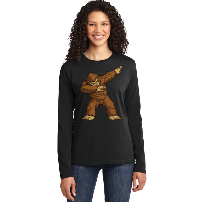 Dabbing Bigfoot Ladies Long Sleeve Shirt