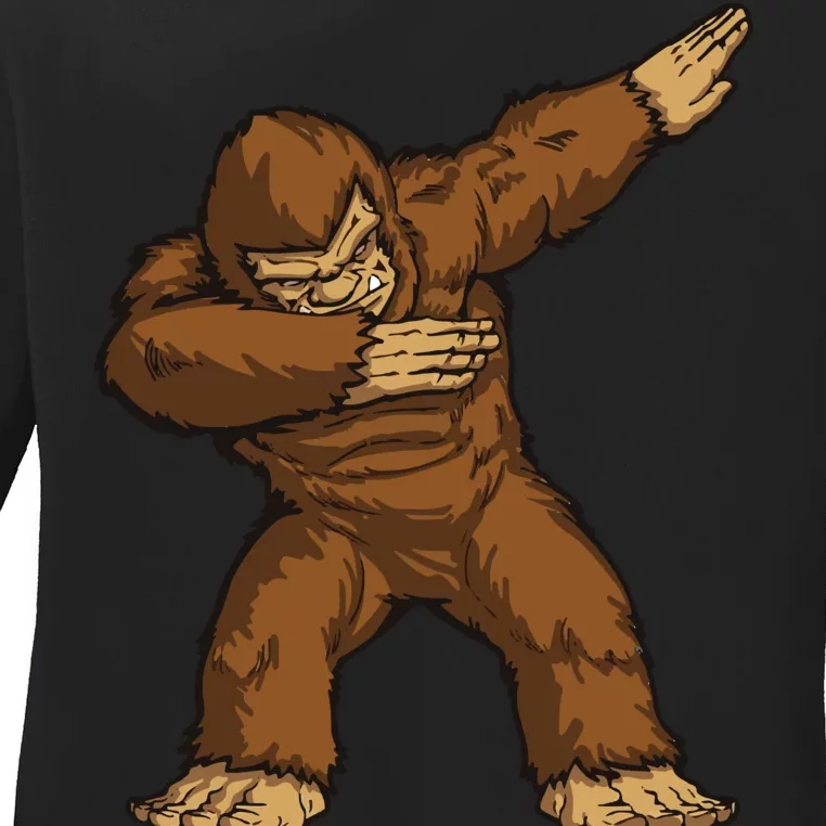 Dabbing Bigfoot Ladies Long Sleeve Shirt