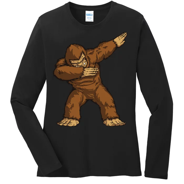 Dabbing Bigfoot Ladies Long Sleeve Shirt