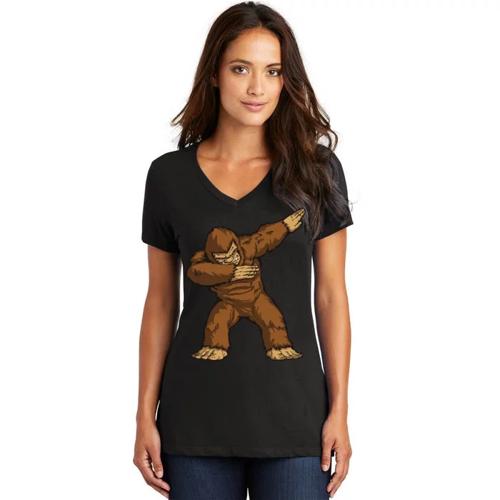 Dabbing Bigfoot Women's V-Neck T-Shirt