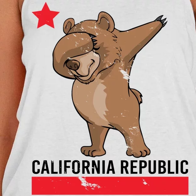 Dabbing California Republic Bear Women's Knotted Racerback Tank