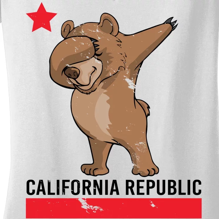 Dabbing California Republic Bear Women's V-Neck T-Shirt