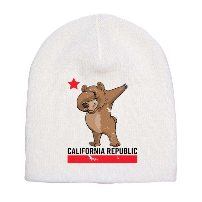 Dabbing California Republic Bear Short Acrylic Beanie