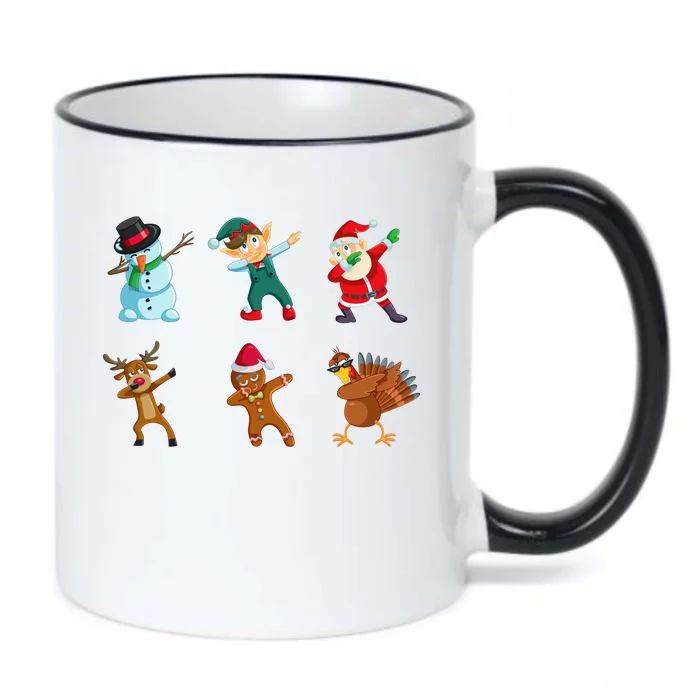 Dabbing Christmas Characters Black Color Changing Mug