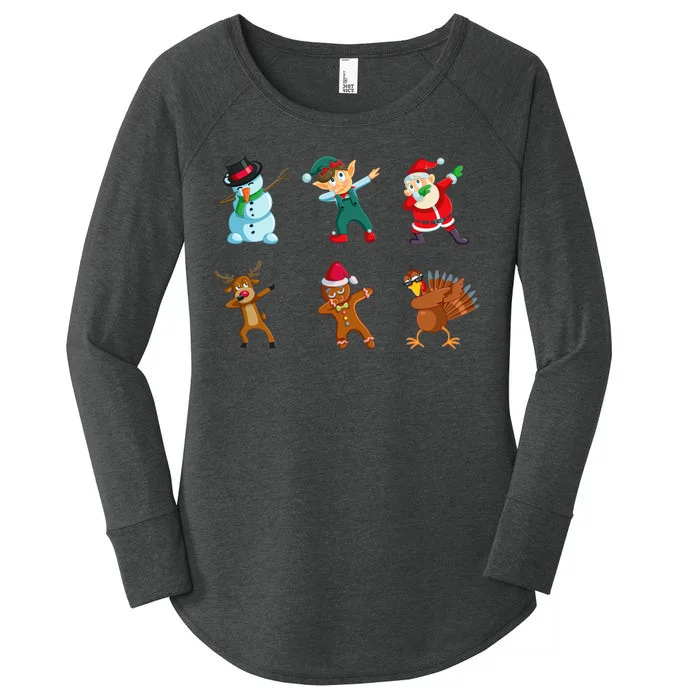 Dabbing Christmas Characters Women's Perfect Tri Tunic Long Sleeve Shirt