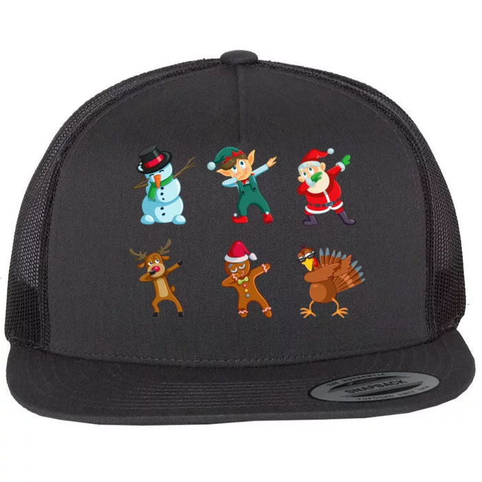 Dabbing Christmas Characters Flat Bill Trucker Hat