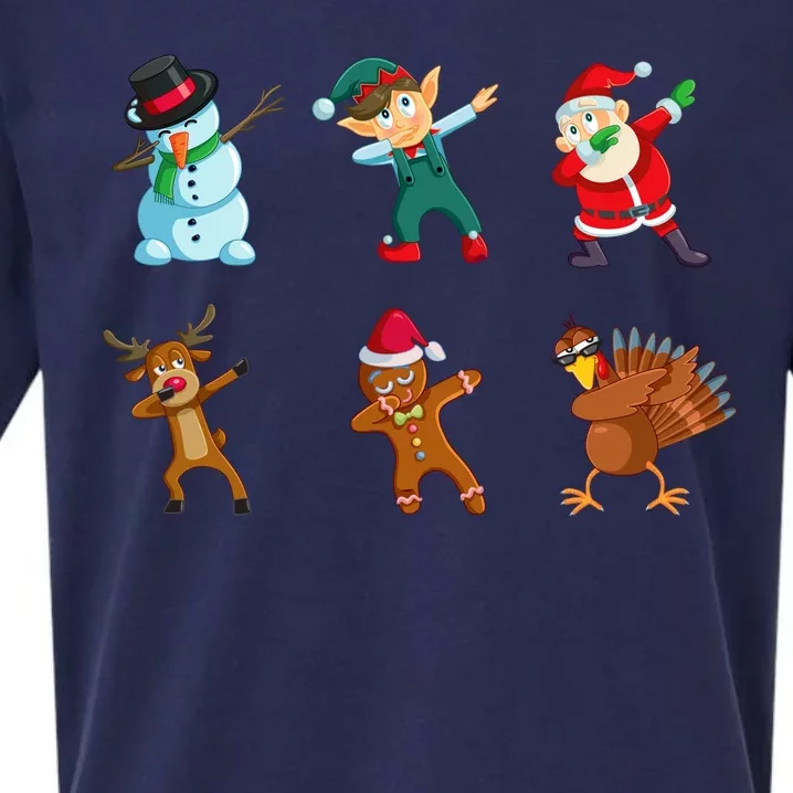 Dabbing Christmas Characters Sueded Cloud Jersey T-Shirt