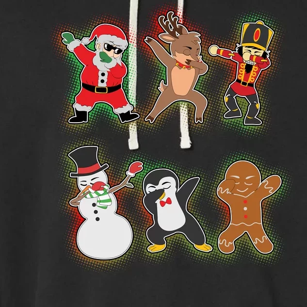 Dabbing Christmas Characters Santa Dab Garment-Dyed Fleece Hoodie