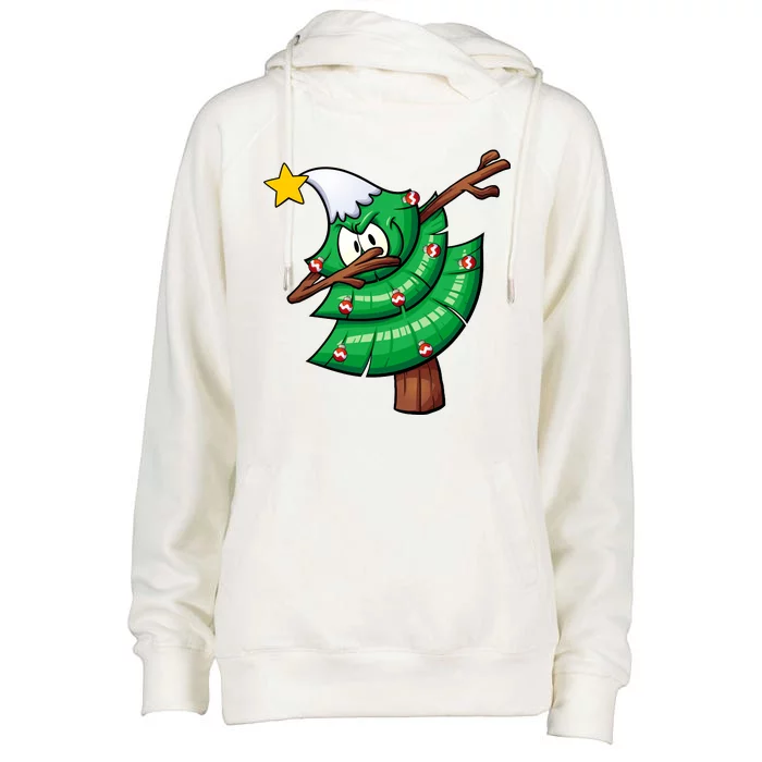 Dabbing Christmas Tree Womens Funnel Neck Pullover Hood