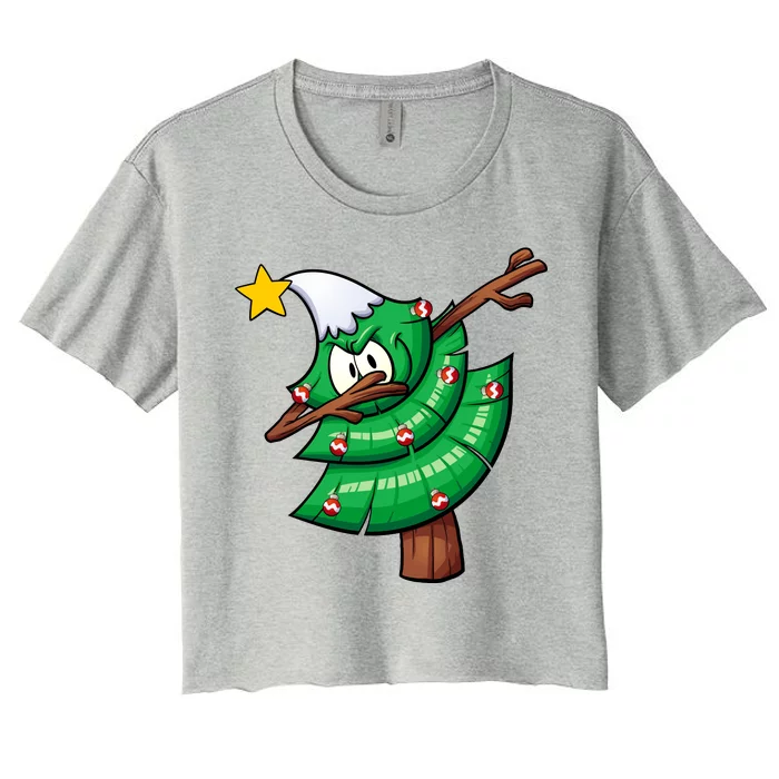 Dabbing Christmas Tree Women's Crop Top Tee