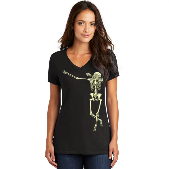 Dabbing Dab Skeleton Women's V-Neck T-Shirt