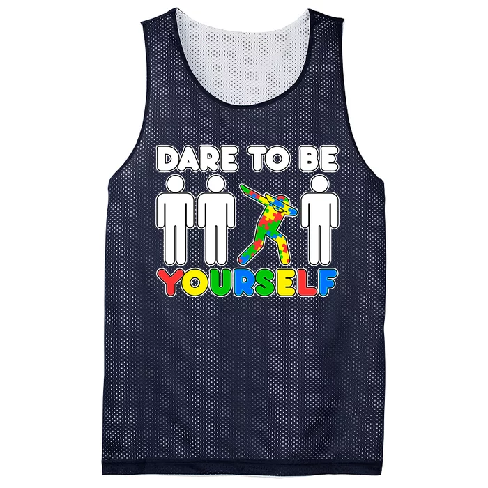 Dabbing Dare to be Yourself Autism Awareness Mesh Reversible Basketball Jersey Tank