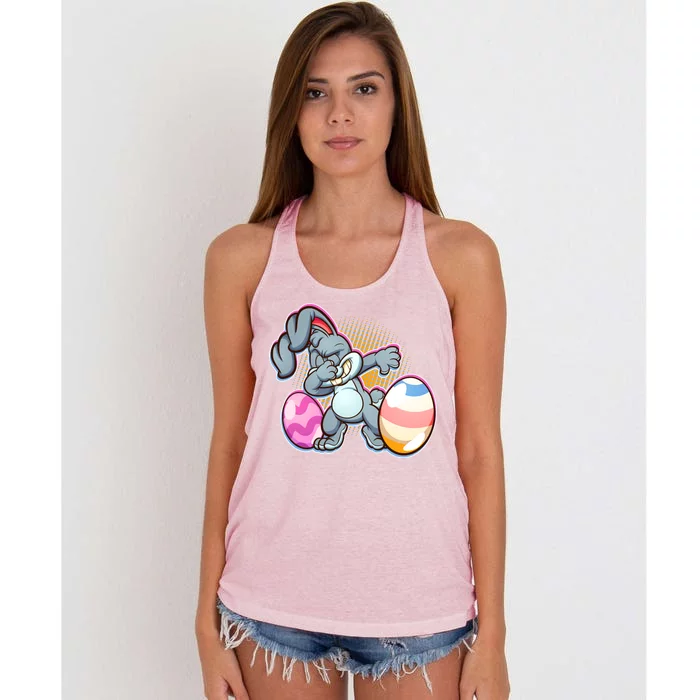 Dabbing Easter Bunny Women's Knotted Racerback Tank