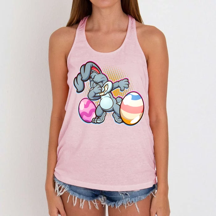 Dabbing Easter Bunny Women's Knotted Racerback Tank