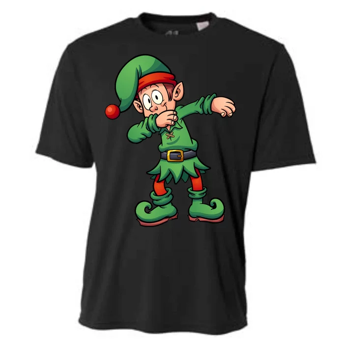 Dabbing Elf Christmas Santa Hat Cooling Performance Crew T-Shirt