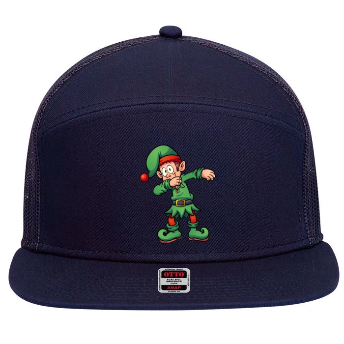 Dabbing Elf Christmas Santa Hat 7 Panel Mesh Trucker Snapback Hat