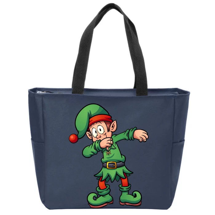 Dabbing Elf Christmas Santa Hat Zip Tote Bag