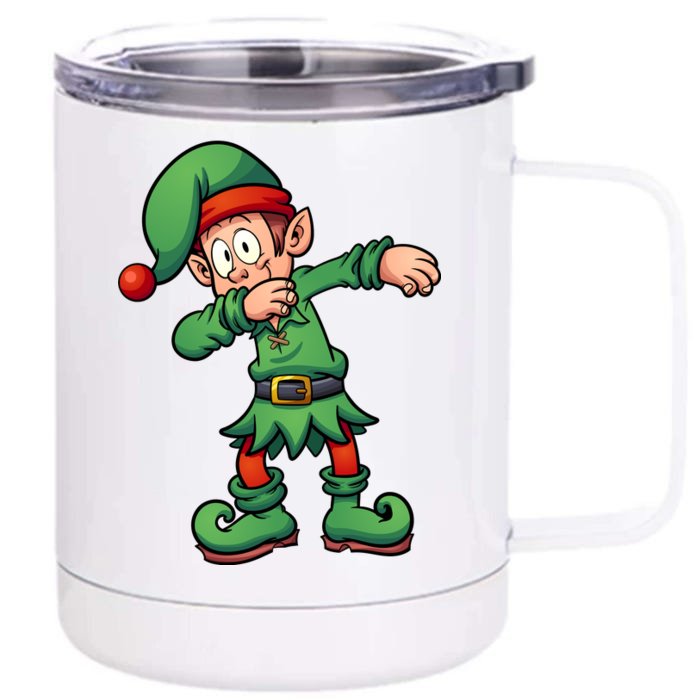 Dabbing Elf Christmas Santa Hat Front & Back 12oz Stainless Steel Tumbler Cup