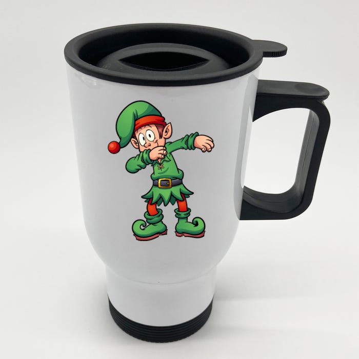 Dabbing Elf Christmas Santa Hat Front & Back Stainless Steel Travel Mug