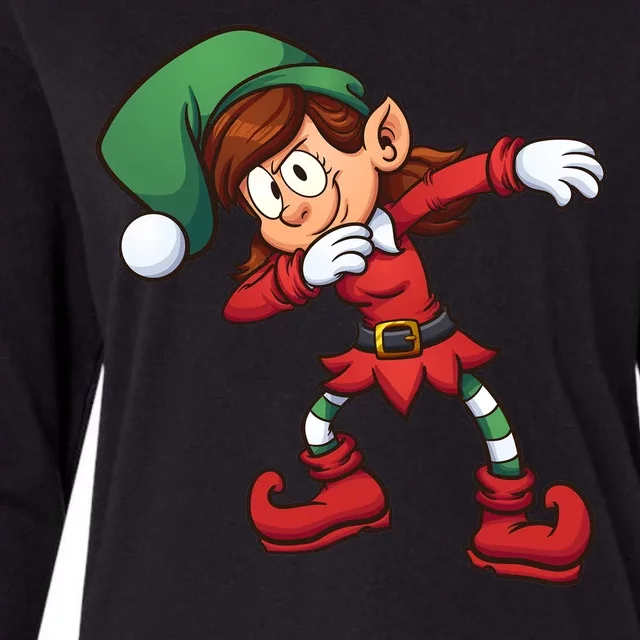 Dabbing Elf Cute Funny Christmas Womens Cotton Relaxed Long Sleeve T-Shirt