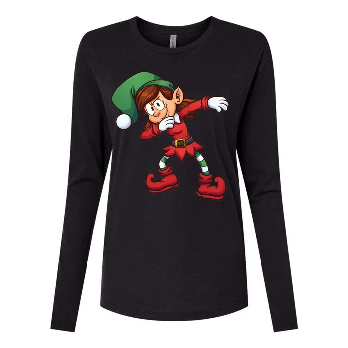 Dabbing Elf Cute Funny Christmas Womens Cotton Relaxed Long Sleeve T-Shirt