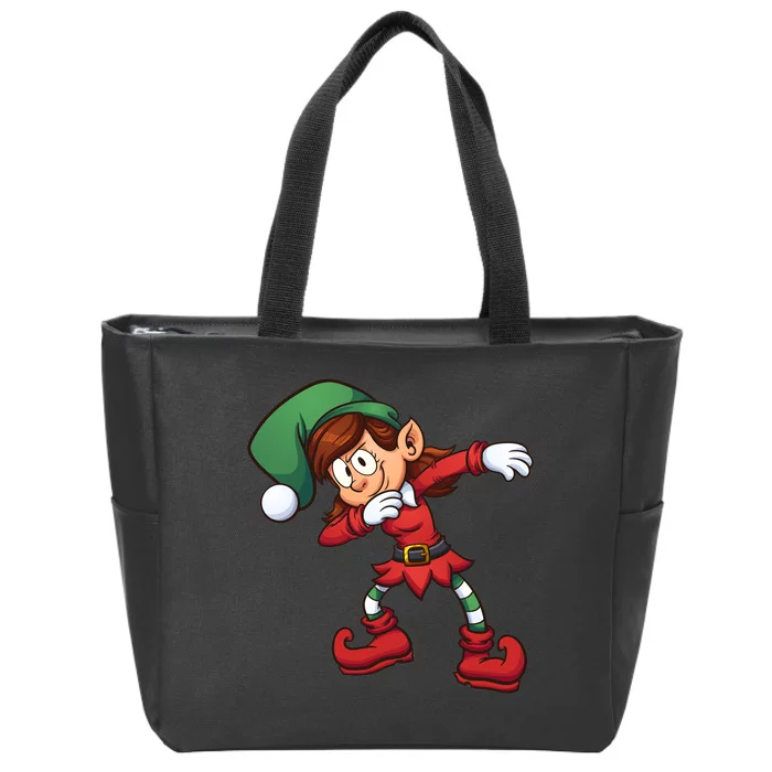 Dabbing Elf Cute Funny Christmas Zip Tote Bag